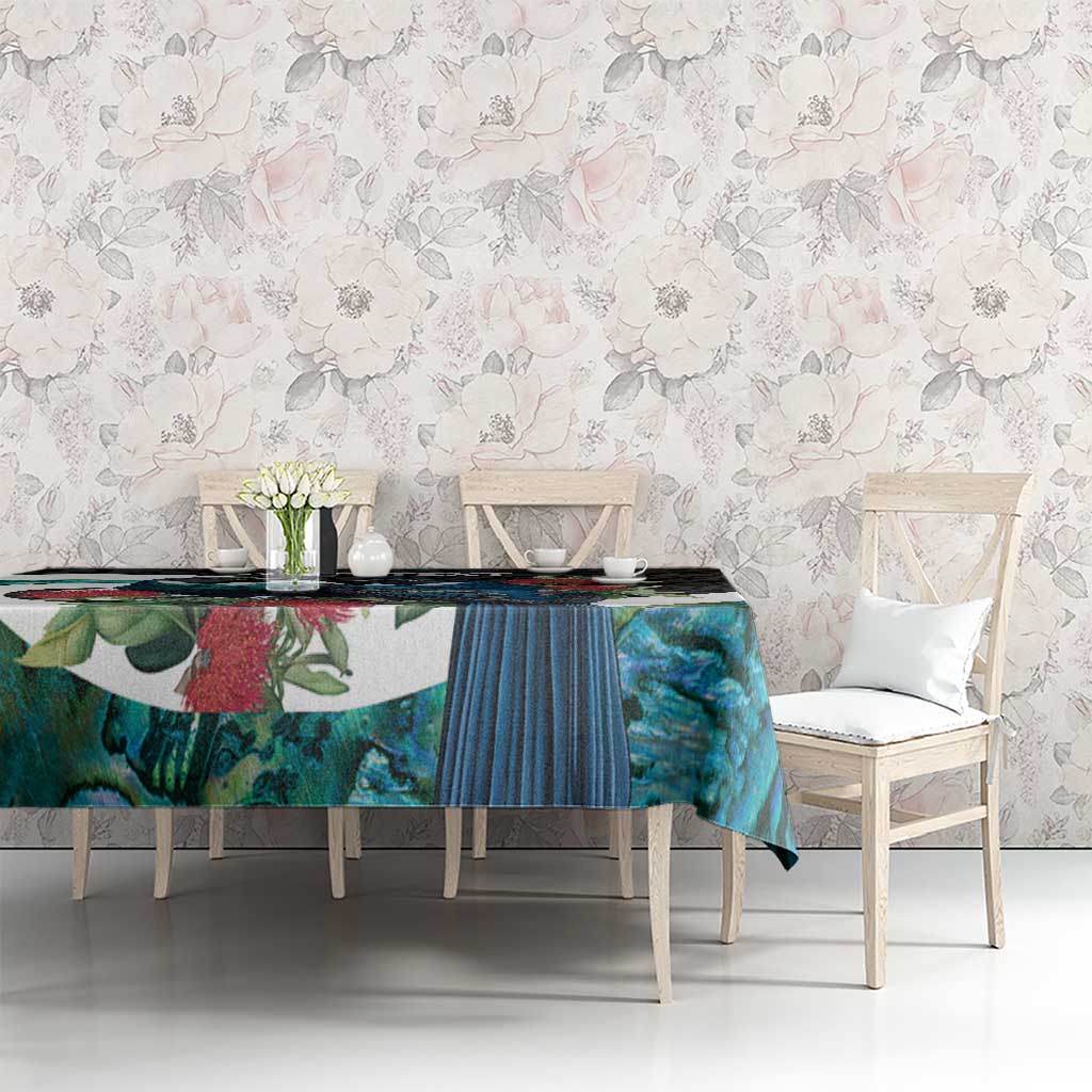 Personalised Valentine's Day New Zealand Tablecloth Tui Bird Couple Kowhaiwhai Mix Pohutukawa