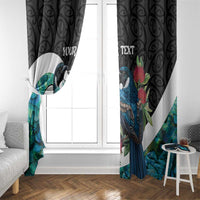 Personalised Valentine's Day New Zealand Window Curtain Tui Bird Couple Kowhaiwhai Mix Pohutukawa