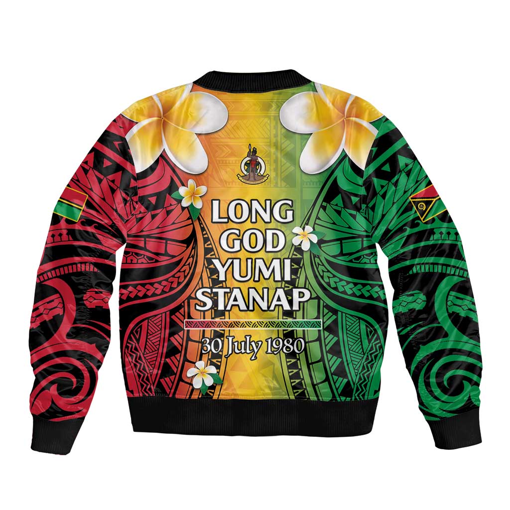 Vanuatu Independence Day Bomber Jacket Long God Yumi Stanap Happy 45th Anniversary LT14