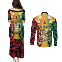 Vanuatu Independence Day Couples Matching Puletasi and Long Sleeve Button Shirt Long God Yumi Stanap Happy 45th Anniversary LT14
