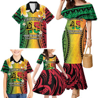 Vanuatu Independence Day Family Matching Mermaid Dress and Hawaiian Shirt Long God Yumi Stanap Happy 45th Anniversary LT14