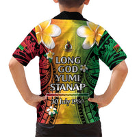 Vanuatu Independence Day Family Matching Short Sleeve Bodycon Dress and Hawaiian Shirt Long God Yumi Stanap Happy 45th Anniversary LT14