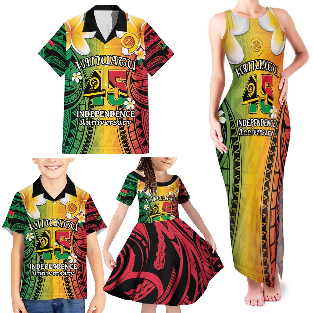 Vanuatu Independence Day Family Matching Tank Maxi Dress and Hawaiian Shirt Long God Yumi Stanap Happy 45th Anniversary LT14