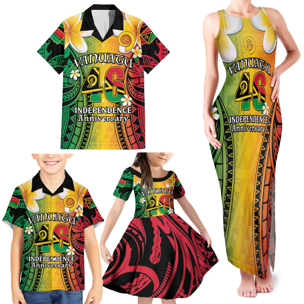 Vanuatu Independence Day Family Matching Tank Maxi Dress and Hawaiian Shirt Long God Yumi Stanap Happy 46th Anniversary LT14 - Polynesian Pride