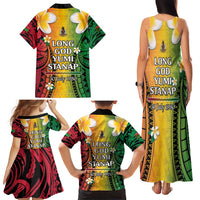 Vanuatu Independence Day Family Matching Tank Maxi Dress and Hawaiian Shirt Long God Yumi Stanap Happy 45th Anniversary LT14