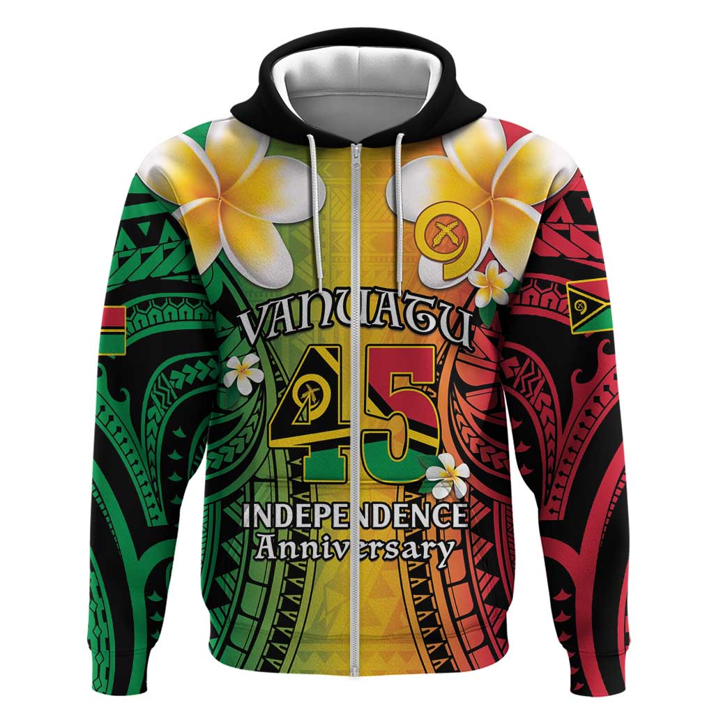 Vanuatu Independence Day Hoodie Long God Yumi Stanap Happy 45th Anniversary LT14