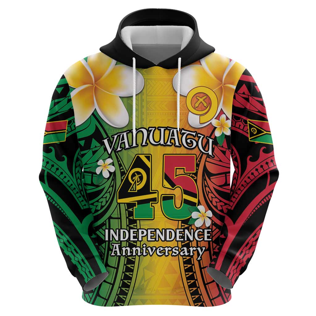 Vanuatu Independence Day Hoodie Long God Yumi Stanap Happy 45th Anniversary LT14