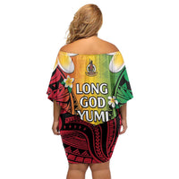 Vanuatu Independence Day Off Shoulder Short Dress Long God Yumi Stanap Happy 45th Anniversary LT14