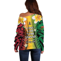 Vanuatu Independence Day Off Shoulder Sweater Long God Yumi Stanap Happy 45th Anniversary LT14