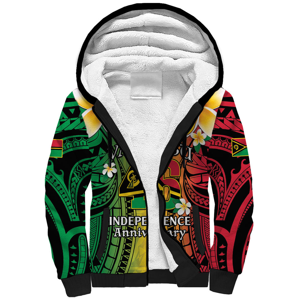 Vanuatu Independence Day Sherpa Hoodie Long God Yumi Stanap Happy 46th Anniversary LT14 Unisex Reggae - Polynesian Pride