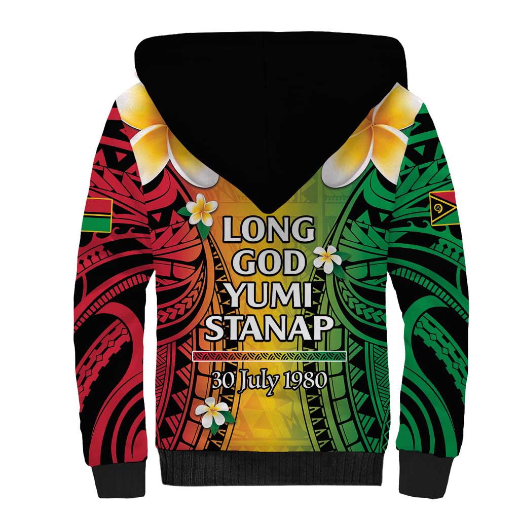 Vanuatu Independence Day Sherpa Hoodie Long God Yumi Stanap Happy 45th Anniversary LT14