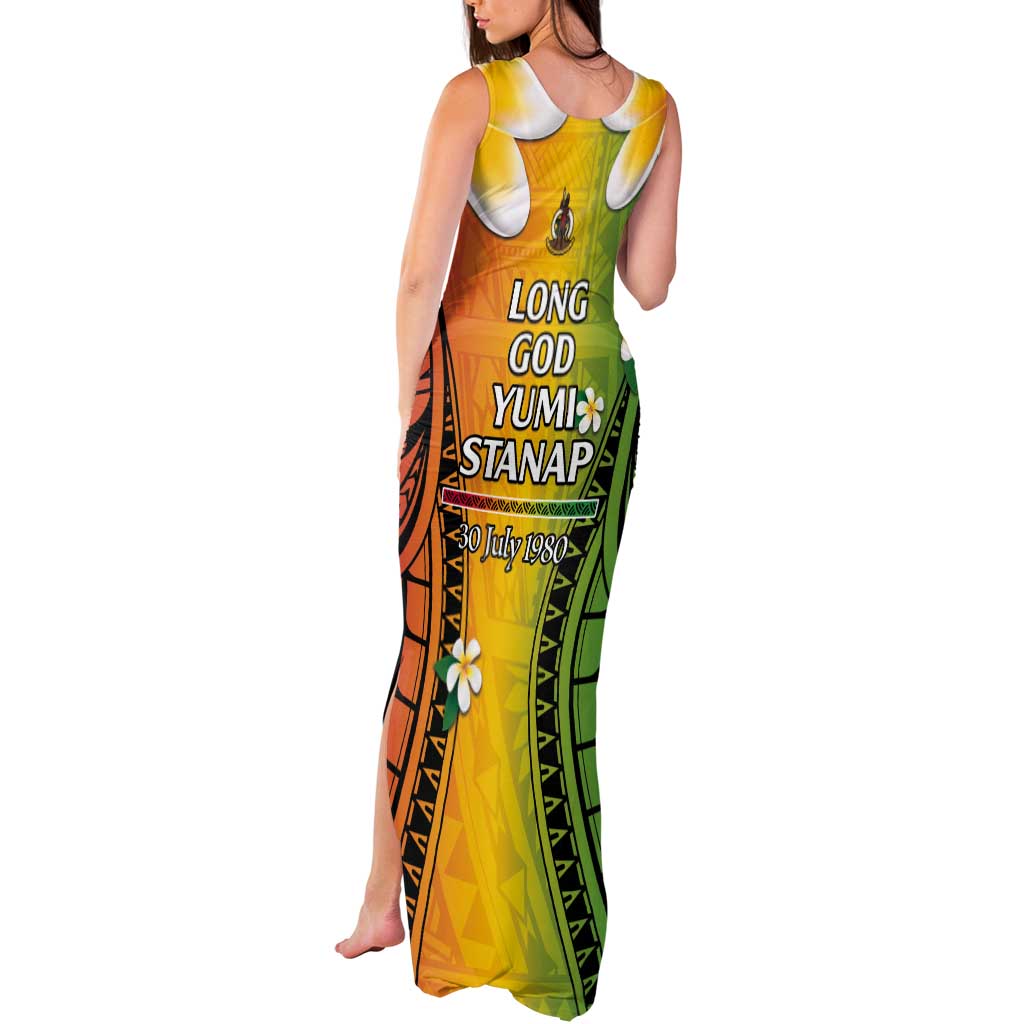Vanuatu Independence Day Tank Maxi Dress Long God Yumi Stanap Happy 45th Anniversary LT14