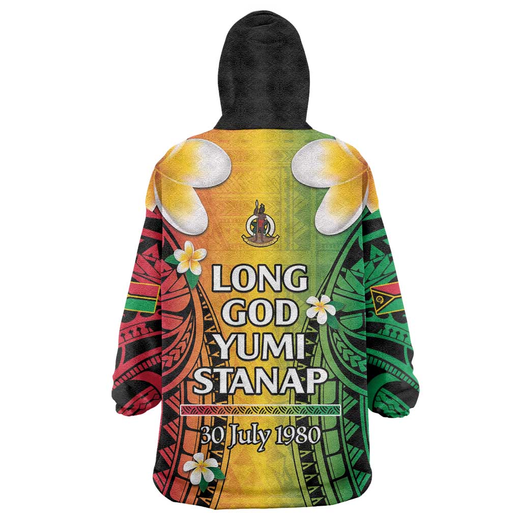 Vanuatu Independence Day Wearable Blanket Hoodie Long God Yumi Stanap Happy 45th Anniversary LT14
