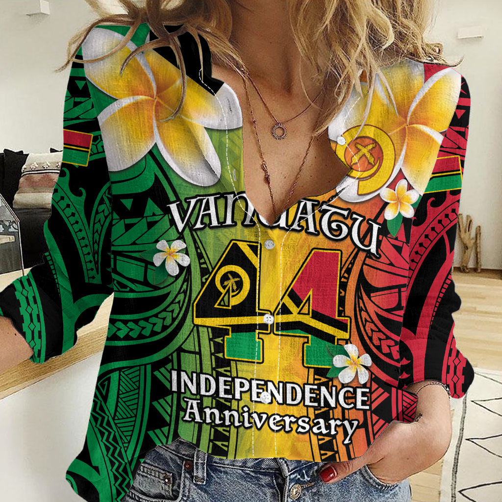 Vanuatu Independence Day Women Casual Shirt Long God Yumi Stanap Happy 44th Anniversary