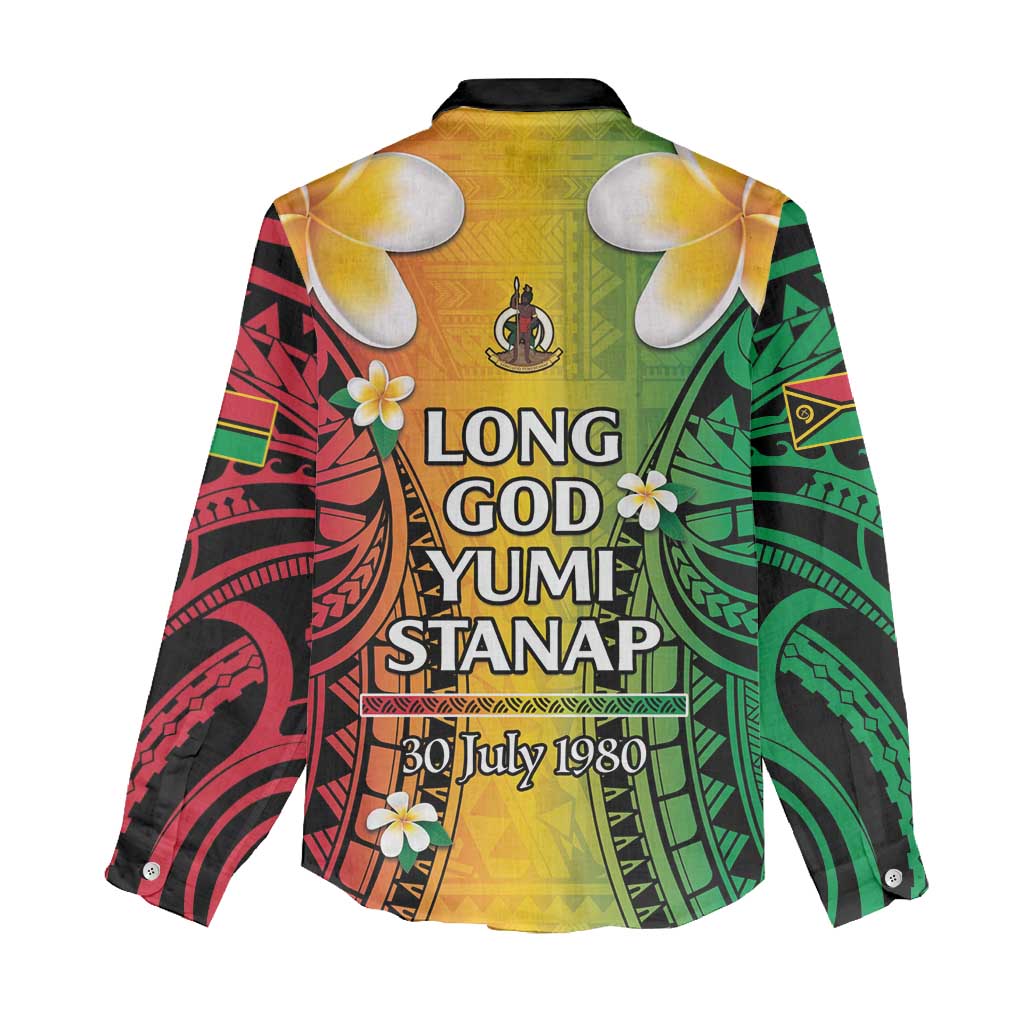 Vanuatu Independence Day Women Casual Shirt Long God Yumi Stanap Happy 45th Anniversary LT14