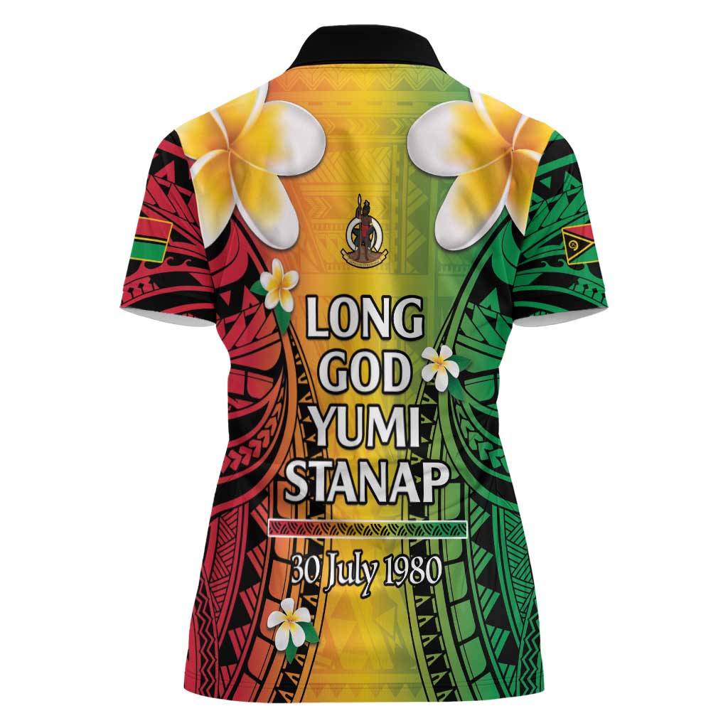 Vanuatu Independence Day Women Polo Shirt Long God Yumi Stanap Happy 45th Anniversary LT14