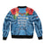Fiji Day Bomber Jacket Happy 54 Years Of Independence Tapa Pattern Blue