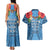 Fiji Day Couples Matching Tank Maxi Dress and Hawaiian Shirt Happy 54 Years Of Independence Tapa Pattern Blue
