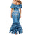 Fiji Day Family Matching Mermaid Dress and Hawaiian Shirt Happy 54 Years Of Independence Tapa Pattern Blue