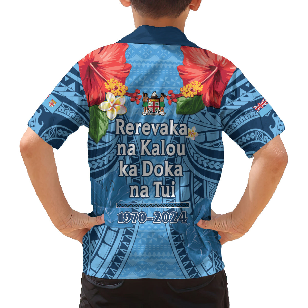 Fiji Day Family Matching Puletasi and Hawaiian Shirt Happy 54 Years Of Independence Tapa Pattern Blue LT14 - Polynesian Pride