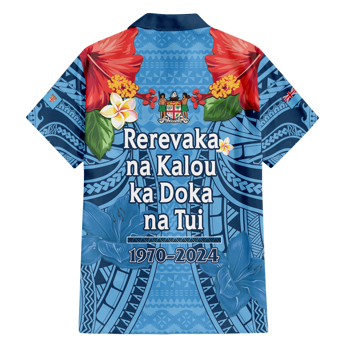 Fiji Day Family Matching Puletasi and Hawaiian Shirt Happy 54 Years Of Independence Tapa Pattern Blue LT14 - Polynesian Pride