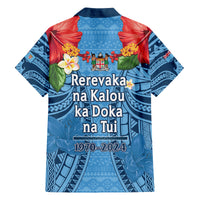 Fiji Day Family Matching Puletasi and Hawaiian Shirt Happy 54 Years Of Independence Tapa Pattern Blue LT14 - Polynesian Pride