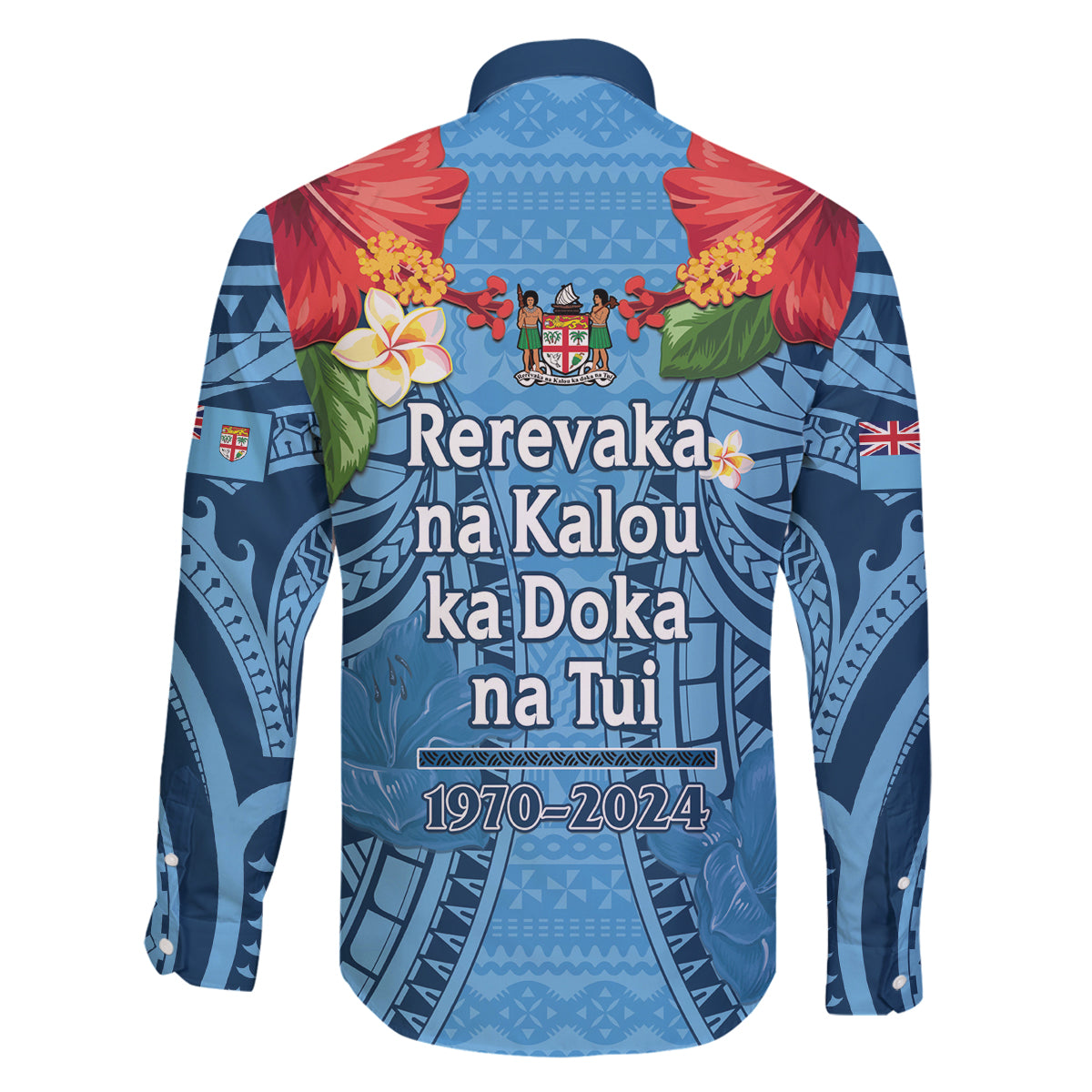 Fiji Day Family Matching Puletasi and Hawaiian Shirt Happy 54 Years Of Independence Tapa Pattern Blue LT14 - Polynesian Pride