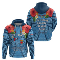 Fiji Day Hoodie Happy 54 Years Of Independence Tapa Pattern Blue LT14 - Polynesian Pride