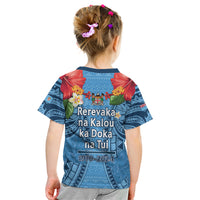 Fiji Day Kid T Shirt Happy 54 Years Of Independence Tapa Pattern Blue