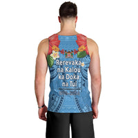 Fiji Day Men Tank Top Happy 54 Years Of Independence Tapa Pattern Blue