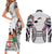 Fiji Day Couples Matching Short Sleeve Bodycon Dress and Long Sleeve Button Shirt Happy 54 Years Of Independence Tapa Pattern White