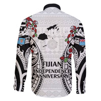 Fiji Day Family Matching Long Sleeve Bodycon Dress and Hawaiian Shirt Happy 54 Years Of Independence Tapa Pattern White LT14 - Polynesian Pride