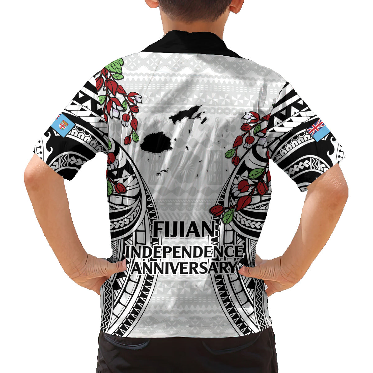 Fiji Day Family Matching Puletasi and Hawaiian Shirt Happy 54 Years Of Independence Tapa Pattern White LT14 - Polynesian Pride