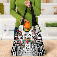 Fiji Day Grocery Bag Happy 54 Years Of Independence Tapa Pattern White