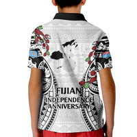 Fiji Day Kid Polo Shirt Happy 54 Years Of Independence Tapa Pattern White