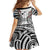 Fiji Day Kid Short Sleeve Dress Happy 54 Years Of Independence Tapa Pattern White
