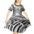 Fiji Day Kid Short Sleeve Dress Happy 54 Years Of Independence Tapa Pattern White
