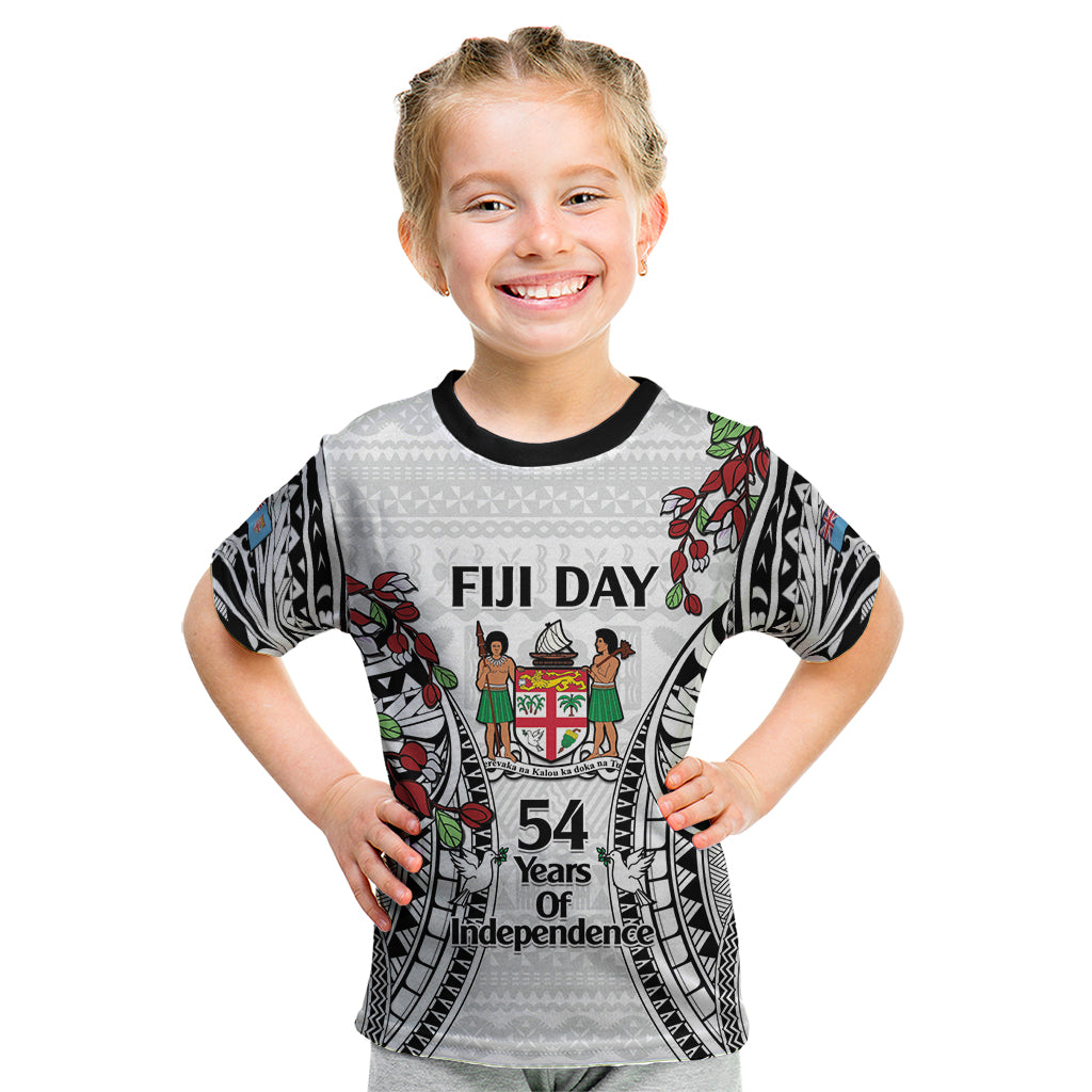 Fiji Day Kid T Shirt Happy 54 Years Of Independence Tapa Pattern White