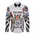 Fiji Day Long Sleeve Button Shirt Happy 54 Years Of Independence Tapa Pattern White