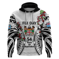 Fiji Day Zip Hoodie Happy 54 Years Of Independence Tapa Pattern White