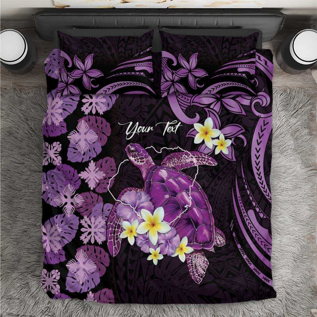 Personalised Aloha Hawaii Kauai Island Bedding Set Garden Isle Map Sea Turtle Plumeria
