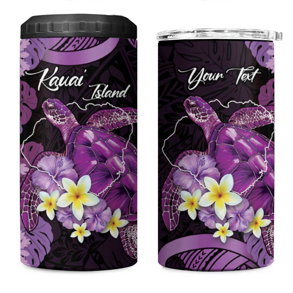 Personalised Aloha Hawaii Kauai Island 4 in 1 Can Cooler Tumbler Garden Isle Map Sea Turtle Plumeria