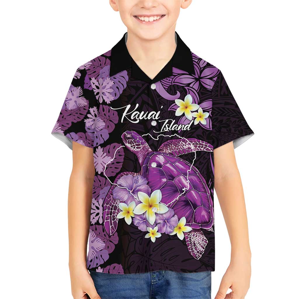 Personalised Aloha Hawaii Kauai Island Family Matching Puletasi and Hawaiian Shirt Garden Isle Map Sea Turtle Plumeria