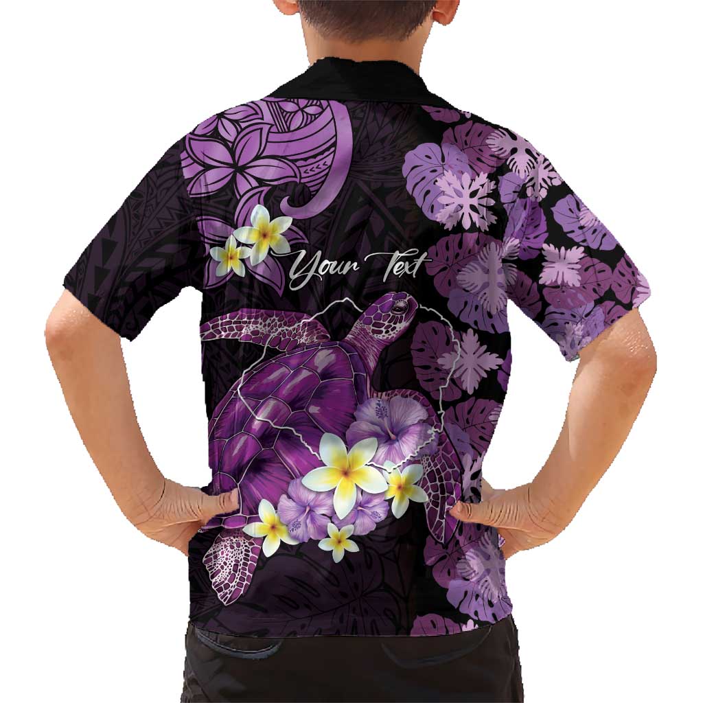 Personalised Aloha Hawaii Kauai Island Kid Hawaiian Shirt Garden Isle Map Sea Turtle Plumeria