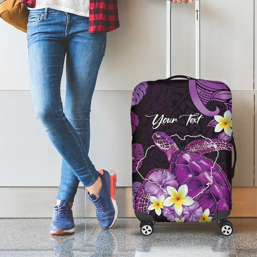 Personalised Aloha Hawaii Kauai Island Luggage Cover Garden Isle Map Sea Turtle Plumeria