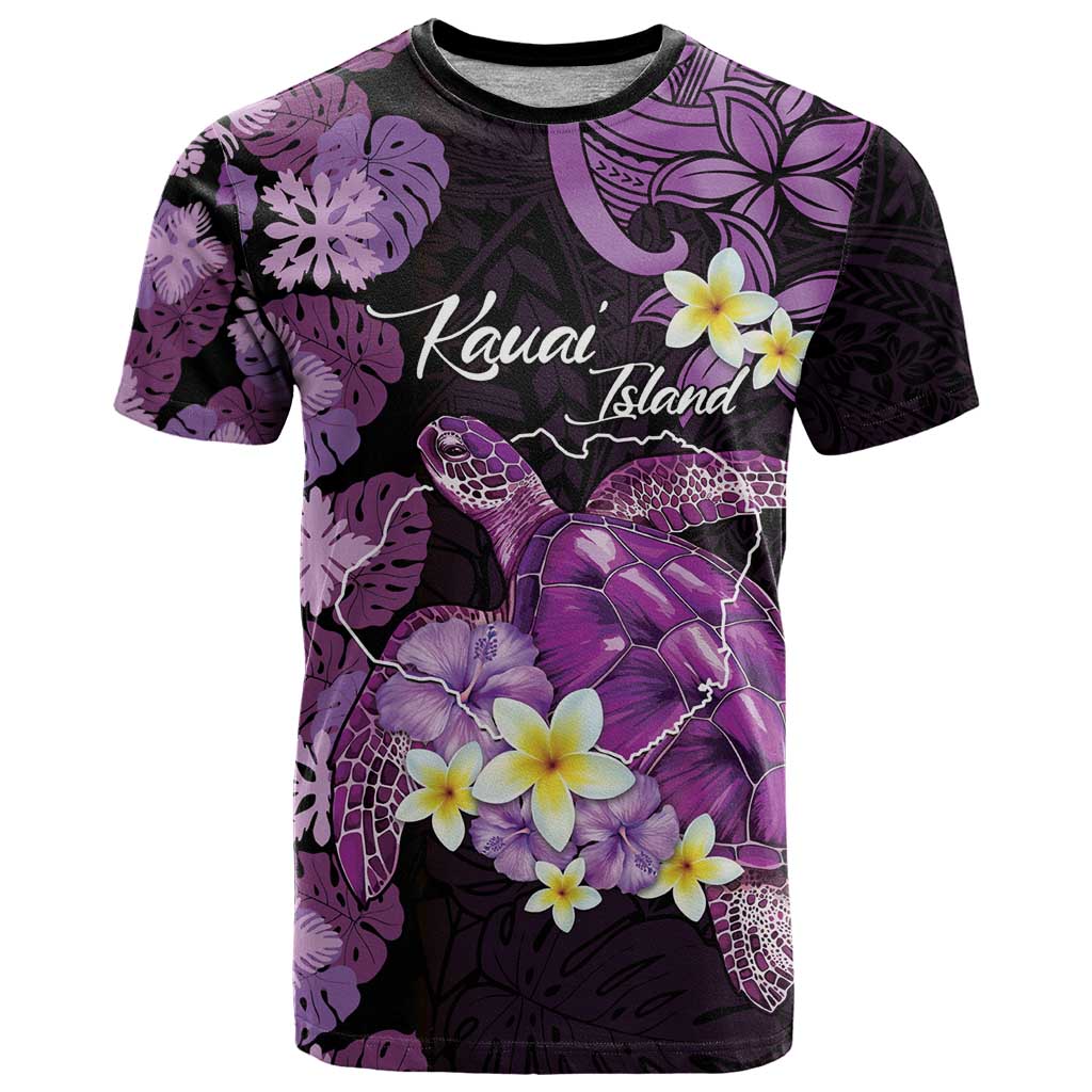 Personalised Aloha Hawaii Kauai Island T Shirt Garden Isle Map Sea Turtle Plumeria