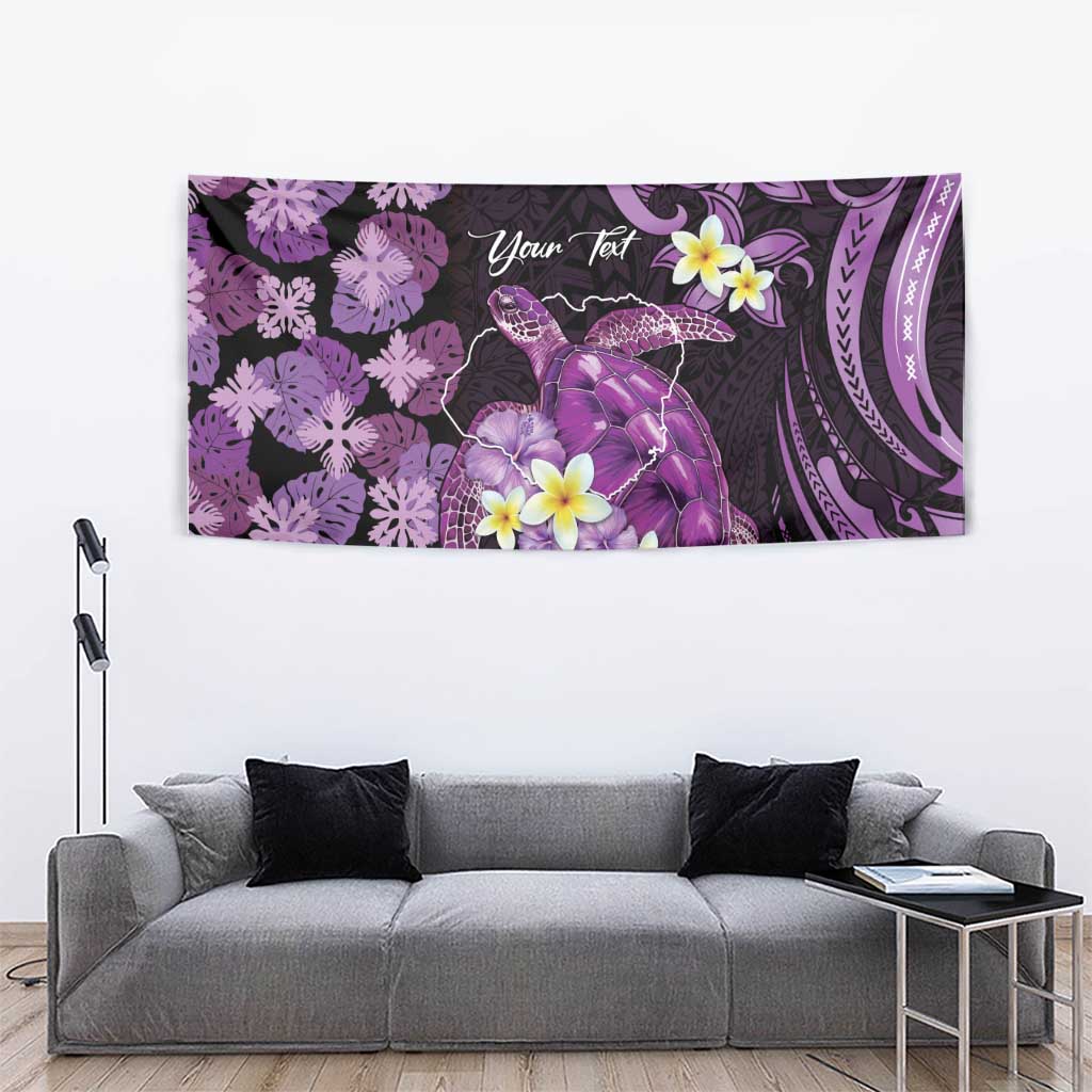 Personalised Aloha Hawaii Kauai Island Tapestry Garden Isle Map Sea Turtle Plumeria