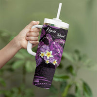 Personalised Aloha Hawaii Kauai Island Tumbler With Handle Garden Isle Map Sea Turtle Plumeria