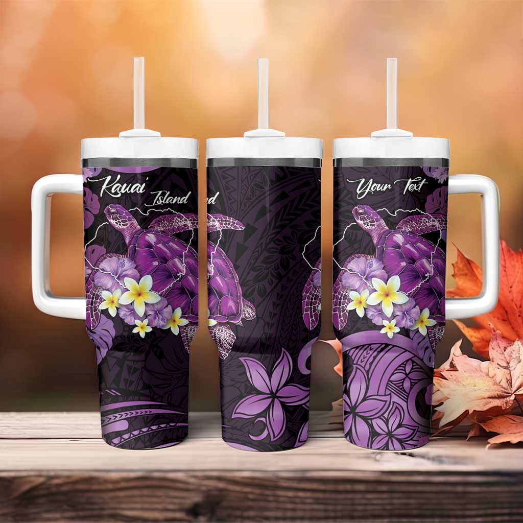 Personalised Aloha Hawaii Kauai Island Tumbler With Handle Garden Isle Map Sea Turtle Plumeria
