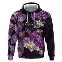 Personalised Aloha Hawaii Kauai Island Zip Hoodie Garden Isle Map Sea Turtle Plumeria
